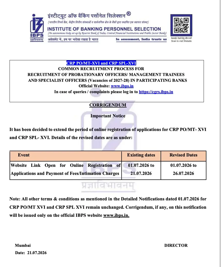 IBPS SO Apply Online 2026 Close Date Extended IBPS SO 2026 Application Deadline Extended