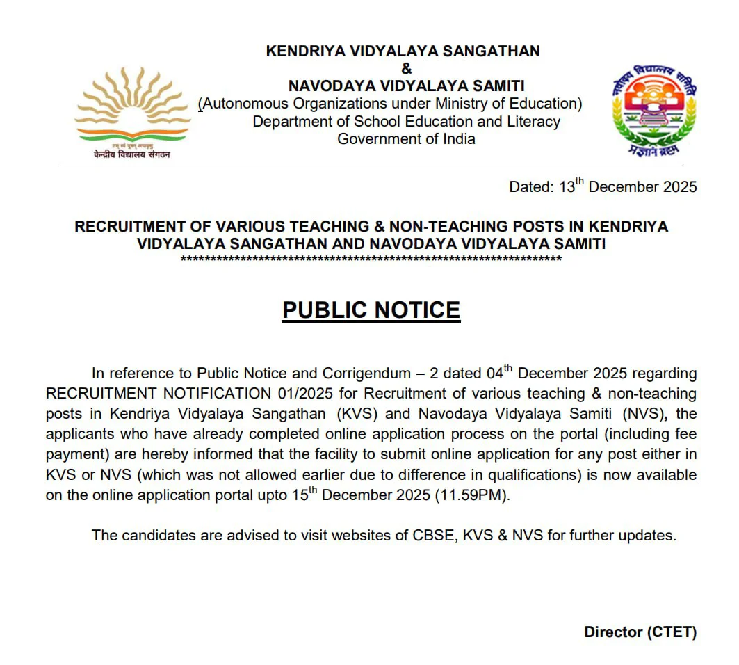 KVS NVS Application Correction Window 2025