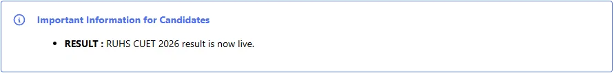 RUHS CUET BSc Nursing Result 2026 Out @ruhscuet2026.com, Check Official Scorecard and Cut Off