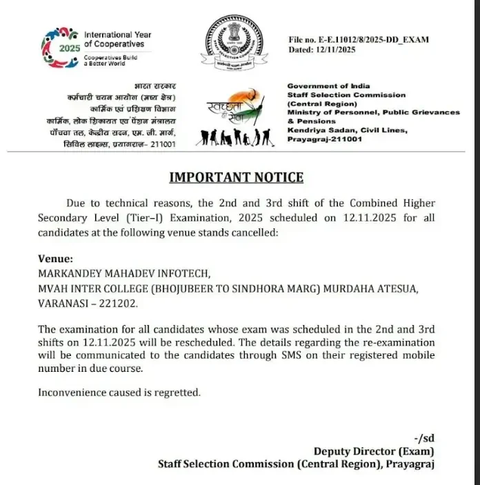 SSC CHSL Exam Cancellation Update 2025
