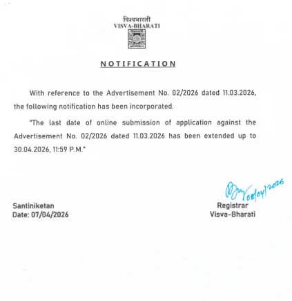 Visva Bharati University Faculty Recruitment 2026, Last Date is 30 Apr_2.1
