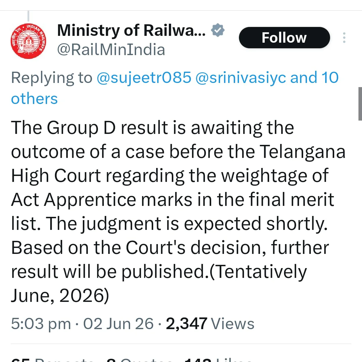 RRB Group D Result 2026 Delayed