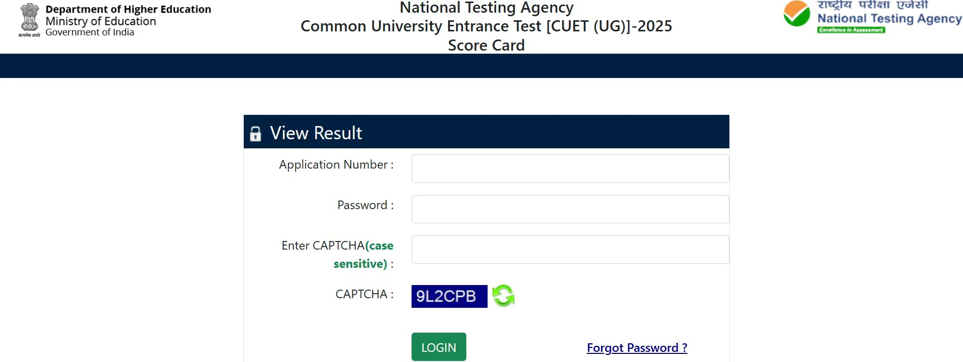 CUET Result Login 2025