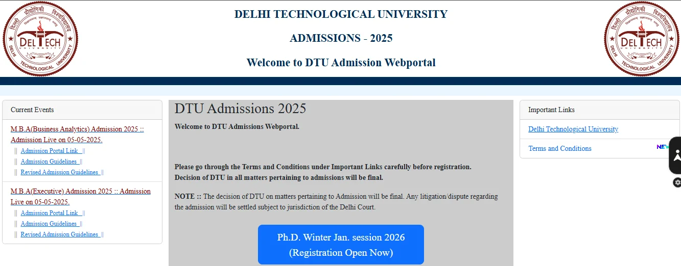 DTU PhD Admission 2025-26 For Jan Session, Check Details Here_2.1