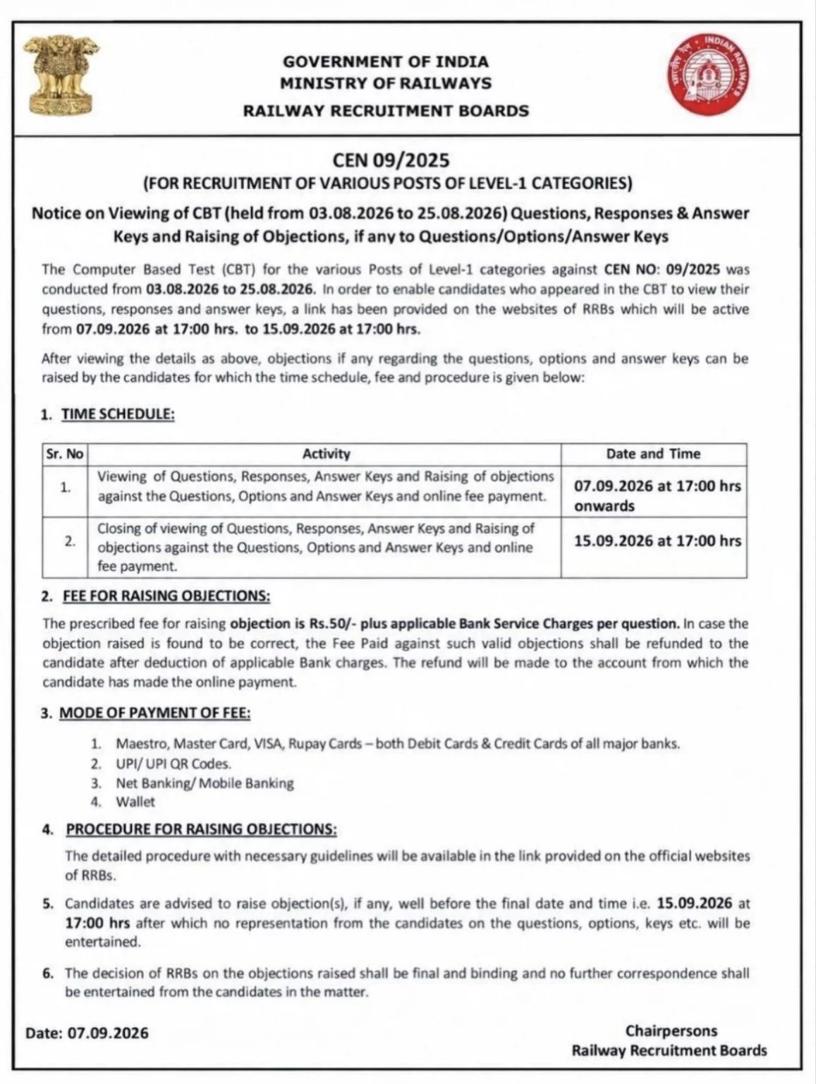 RRB Group D Answer Key 2026