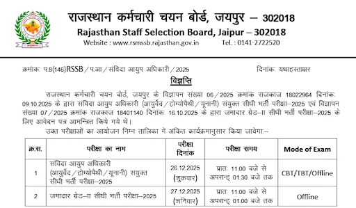 RSSB Ayush Officer Exam Date 2025 Out, Check Complete Details_2.1