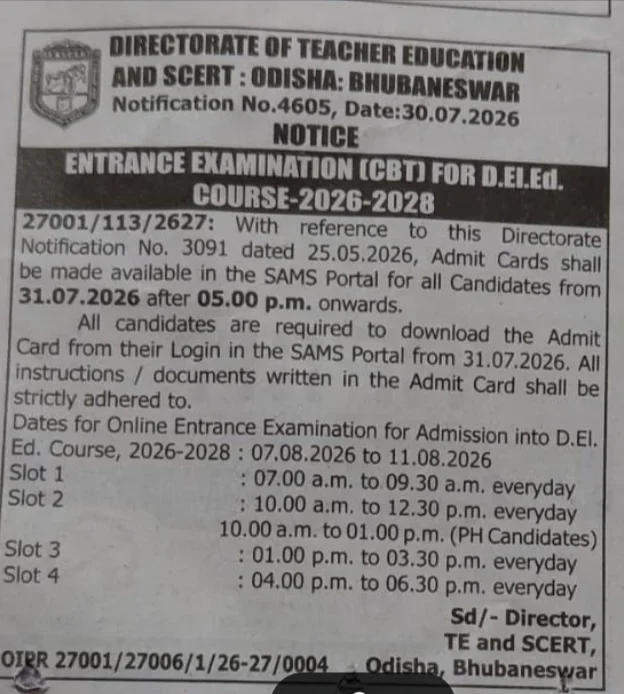 Odisha CT Exam Date 2026 Out, Check Exam Schedule Here