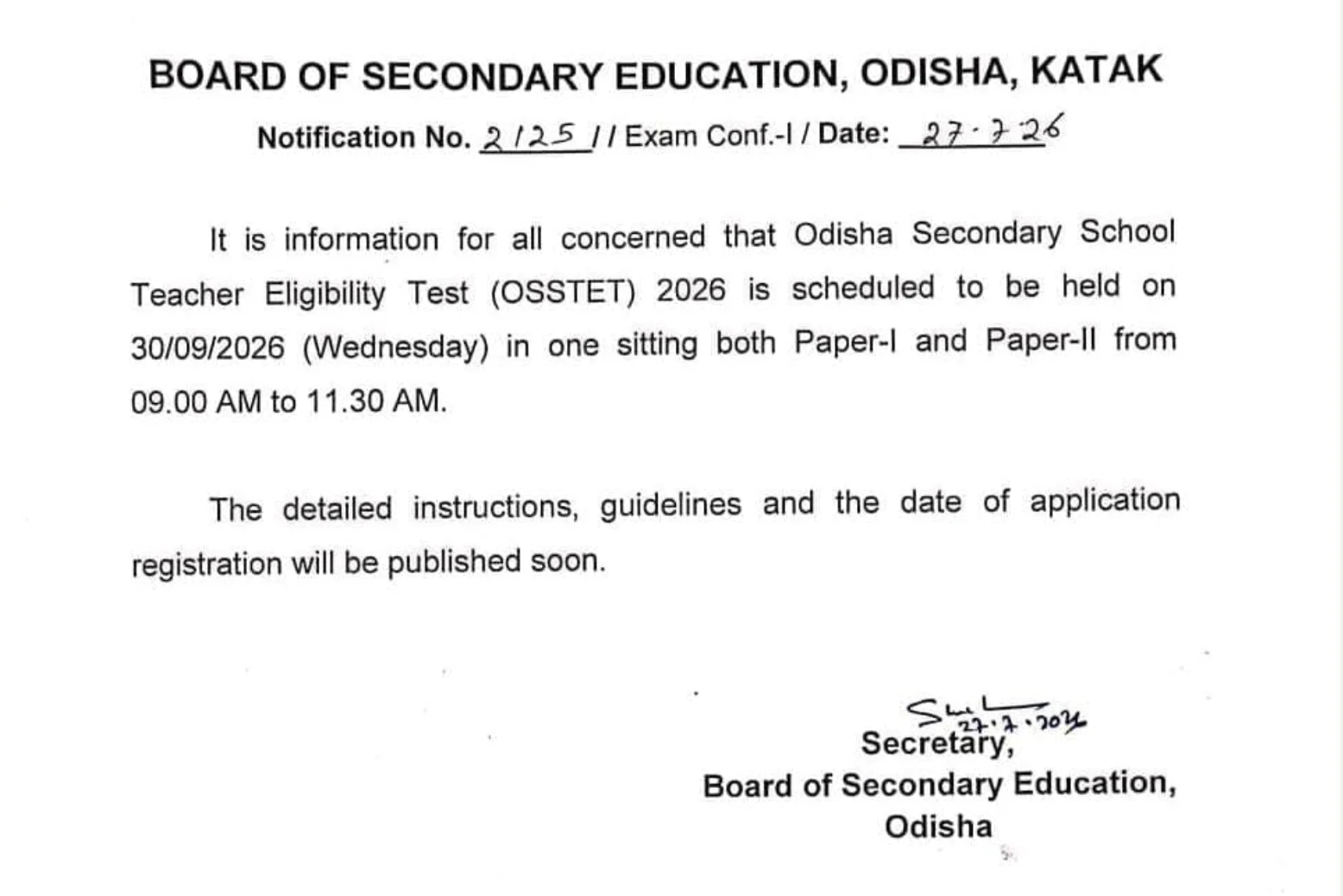 OSSTET Exam Date 2026 Out, Check Official Notice_2.1