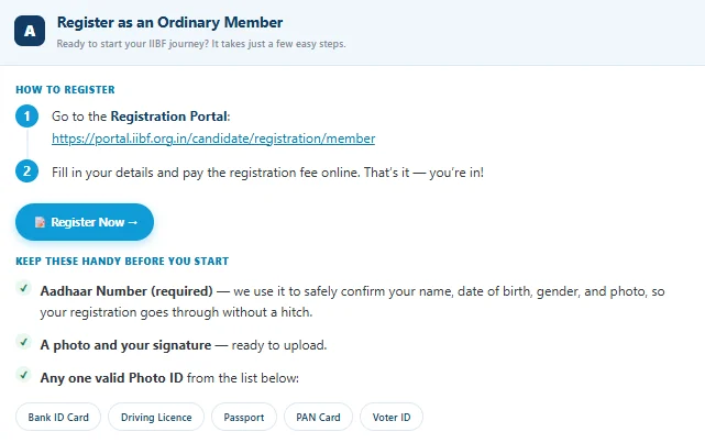 IIBF Digital Candidate Registration Portal