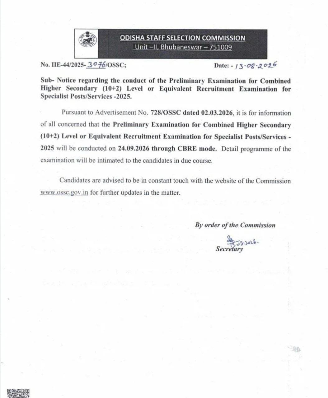 OSSC CHSL Exam Date 2026 Out at ossc.gov.in, Check Exam Schedule Details_2.1