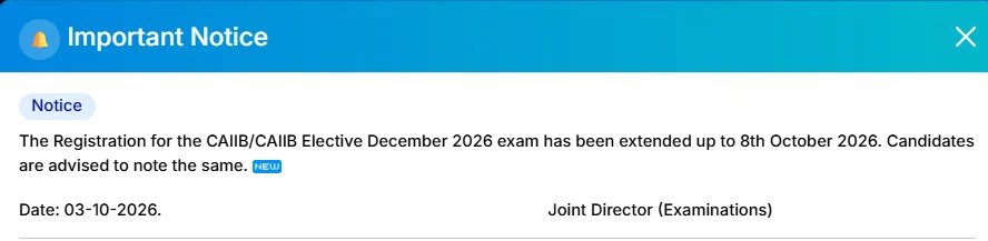 CAIIB Registration 2026 Last Date Extended