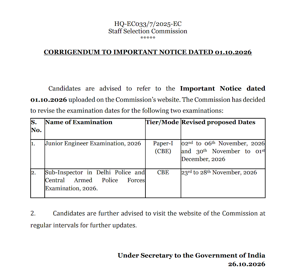 SSC CPO Exam Date 2026 Revised, Check Official Exam Schedule_2.1