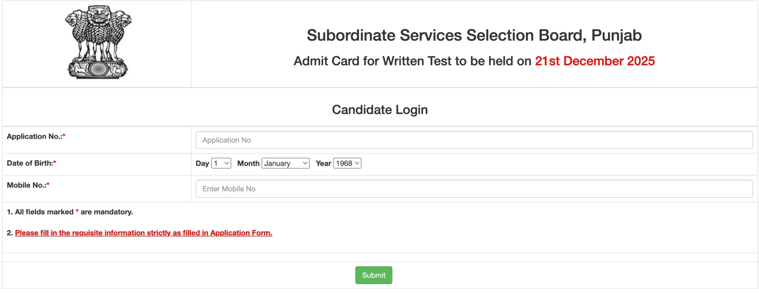 PSSSB Senior Assistant Admit Card 2025 Out, Download Link Active